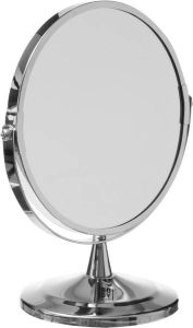 5five Dubbele make-up spiegel scheerspiegel op voet 17 x 23 cm zilver Badkamer scheerspiegels op standaard