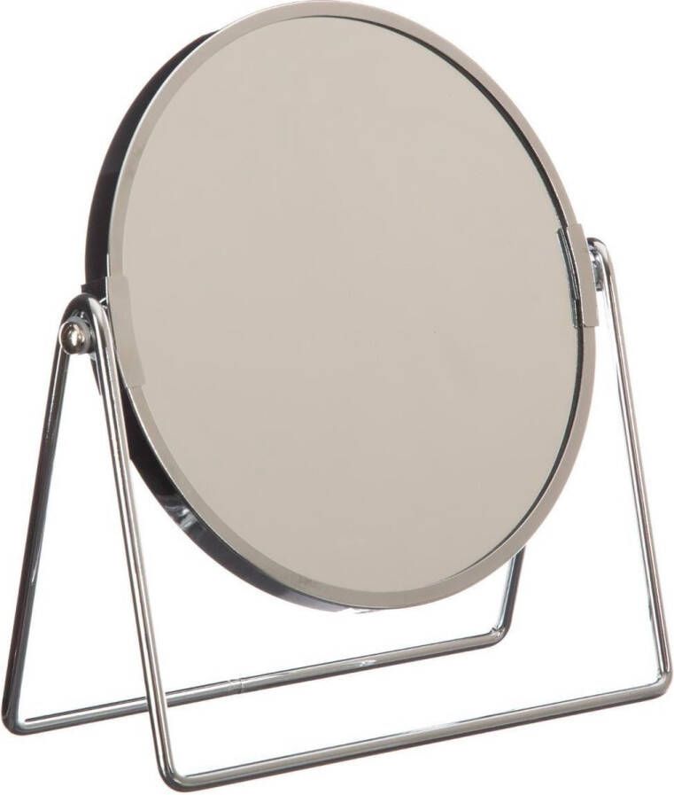 5five Dubbele make-up spiegel scheerspiegel op voet 19 x 8 x 21 cm zilver Badkamer scheerspiegels op standaard