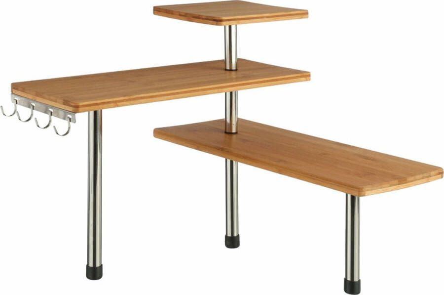 5Five Five Keuken aanrecht hoek etagere 3 niveaus bamboe hout opzet rekje organizer Keukenhulphouders