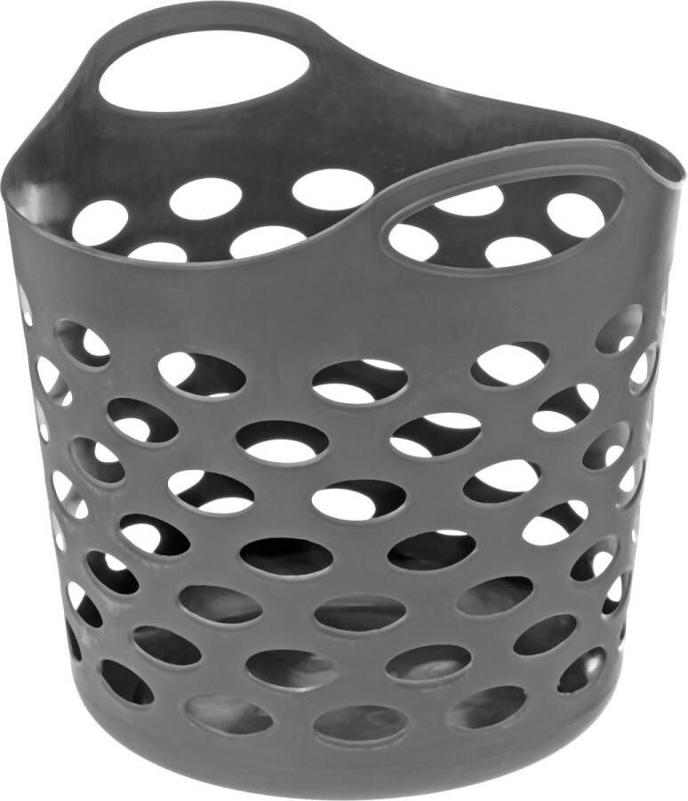 5Five Flexibele wasmand opbergmand rond donkergrijs 40 liter D38 x H38 cm Wasmanden