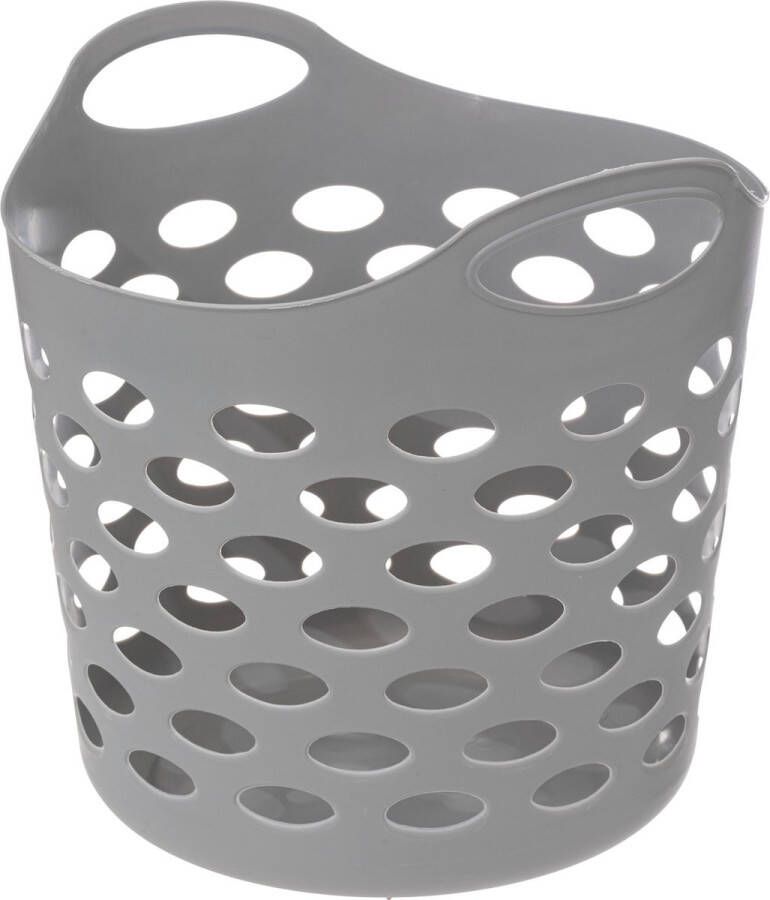 5Five Flexibele wasmand opbergmand rond grijs 40 liter D38 x H38 cm Wasmanden