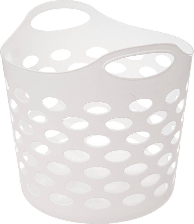 5Five Flexibele wasmand opbergmand rond wit 28 liter D39 x H54 cm Wasmanden