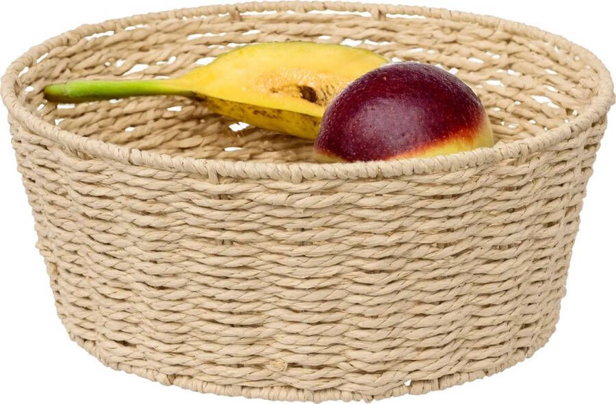 5Five Fruitschaal fruitmand Quito netaal touw D28 x H11 cm beige rond Fruitschalen