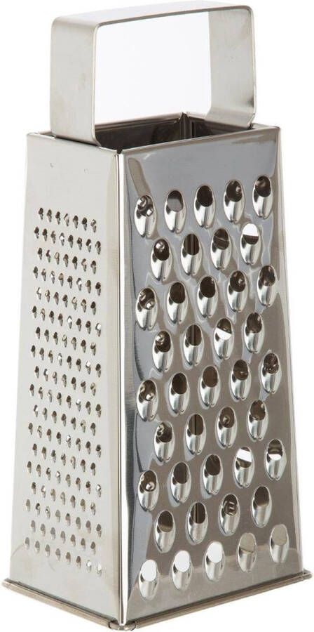5Five keuken rasp met handvat 4-zijdig zilver RVS 11 x 8 x 24 cm handrasp keukenhulpje Raspen