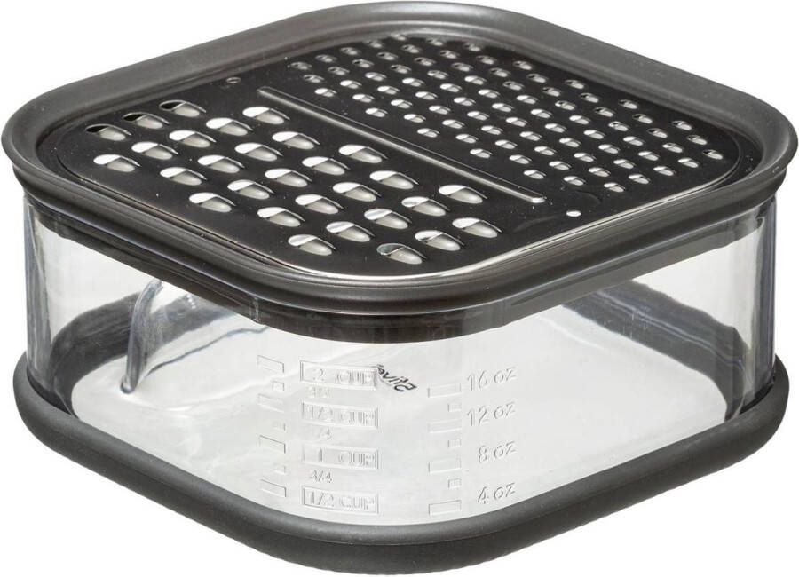 5Five keuken rasp met opvangbakje grijs transparant 14 x 7 cm kaas groente rasp keukenhulpje Raspen