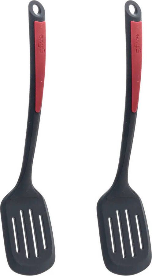 5Five Keukengerei bakspatel bakspaan 2x kunststof zwart rood 34 cm Bakspanen
