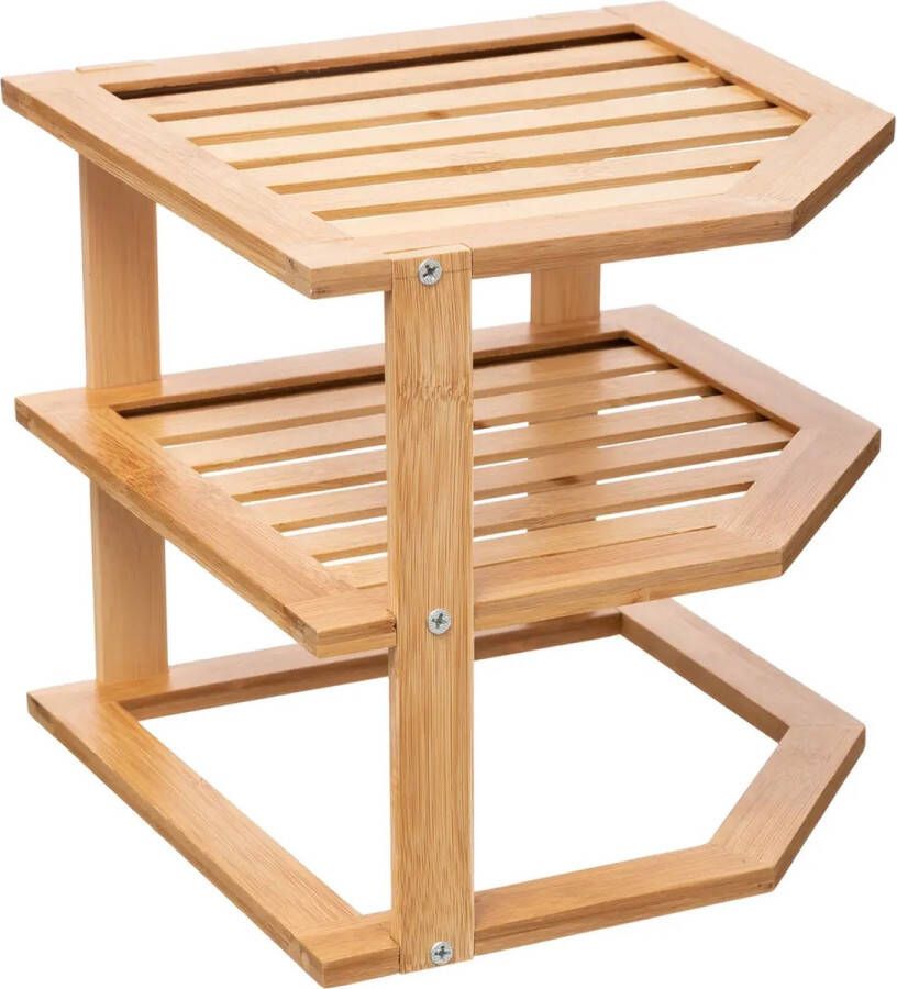 5Five keukenrek opbergrek aanrecht organizer 26 x 23 x 26 cm bamboe hout Keukenkastorganizer