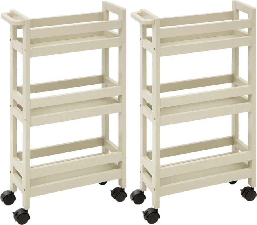 5Five Keukentrolley 2x 3-laags creme wit D15 x B40 x H75 cm Opberg trolley