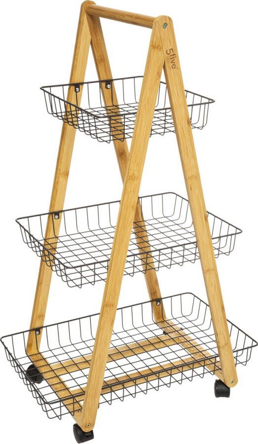 5Five Keukentrolley Bamboe 3-laags 54.5 X 35.5 X 88 Cm Opberg Trolley