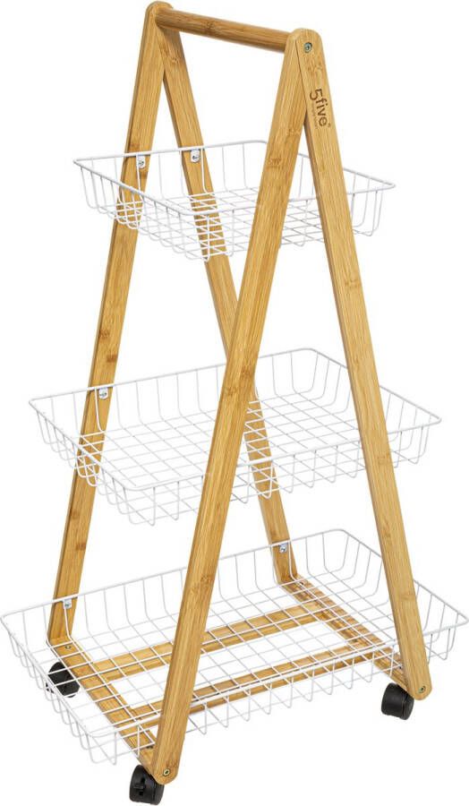 5Five Keukentrolley Bamboe 3-laags 54 5 X 35.5 X 88 Cm Opberg Trolley