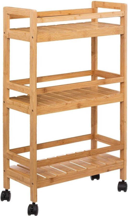 5Five Keukentrolley bruin bamboe hout 80 x 45 x 22 cm keukenkast Opberg trolley