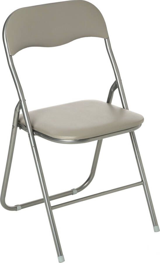 5five Klapstoel met pvc zitting beige 44 x 48 x 79 cm metaal Bijzet stoelen Inklapbaar