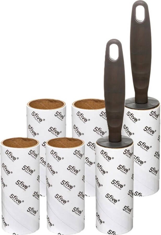 5five Kledingroller kleefroller grijs 21 cm 10 vellen met 6x extra rollen Pluizenroller Kledingborstel