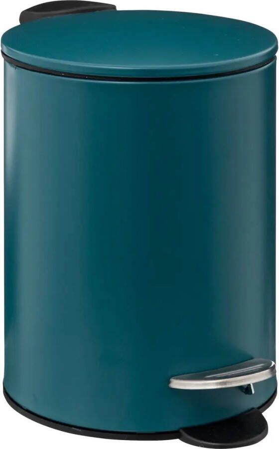 5Five kleine pedaalemmer metaal petrol blauw 3L 16 x 25 cm Badkamer toilet Pedaalemmers