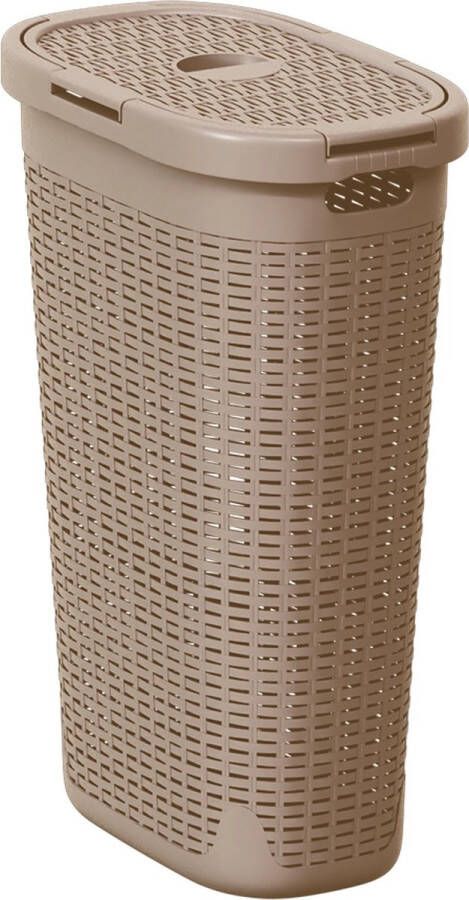 Merkloos Kunststof smalle wasmand Five Beige 40 liter