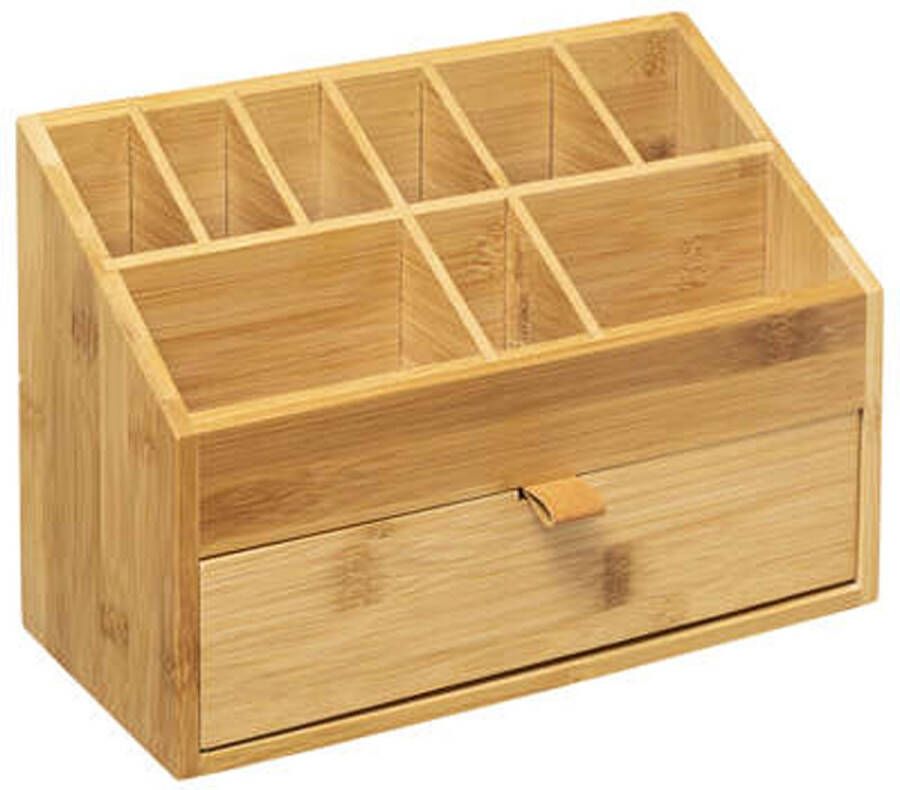 5five Ladeblokje bureau organizer 1x lades bamboe hout L26 x B12 x H18 cm lichtbruin pennenbak