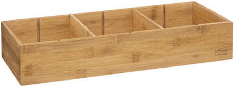 5five Lade kast badkamer organizer 3 vaks L38 x B15 x H7 cm bamboe hout lichtbruin verwijderbare verdelers