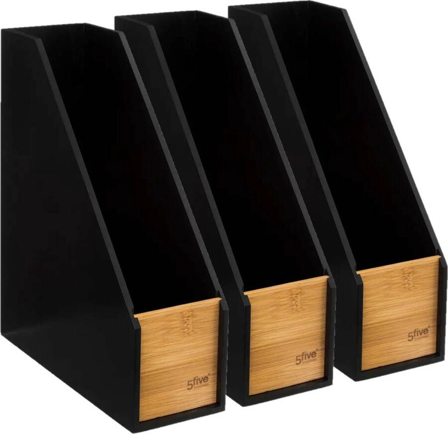 5Five lectuurbak tijdschriftenrek zwart hout 3x 9 x 25 x 30 cm tijdschriftenrek