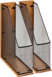 5Five lectuurbak tijdschriftenrek zwart mesh 2x 9 x 27 x 33 cm tijdschriftenrek