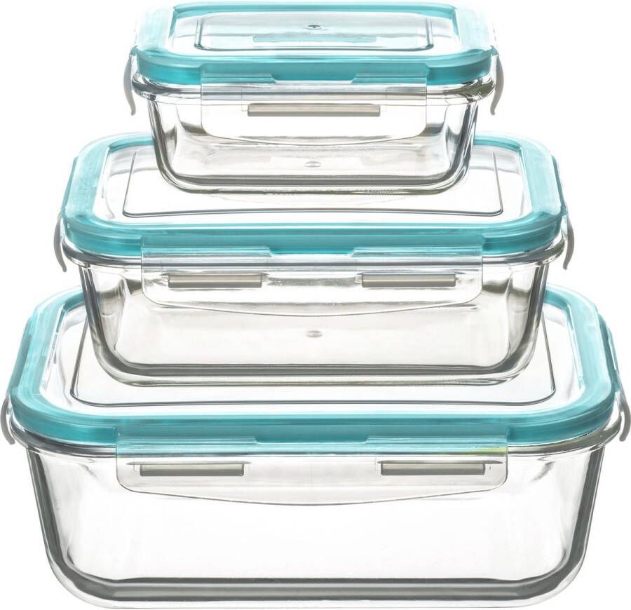 Merkloos Sans marque Magnetron schaal set van 3 voorraaddoos Diepvries doos Ovenbestendig 0.3L 0.8L 1.7L