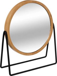 5Five Make-up spiegel met 3x zoom bamboe hout 17 x 20 cm lichtbruin zwart Make-up spiegeltjes