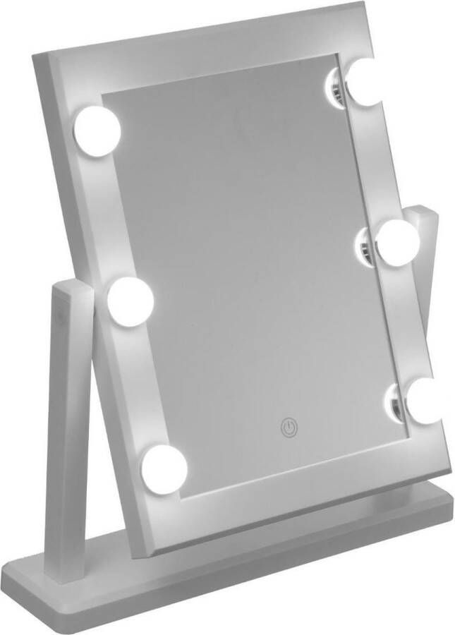 5five Make-up spiegel met LED verlichting op standaard wit 37 x 9 x 41 cm Opmaakspiegels met lampjes