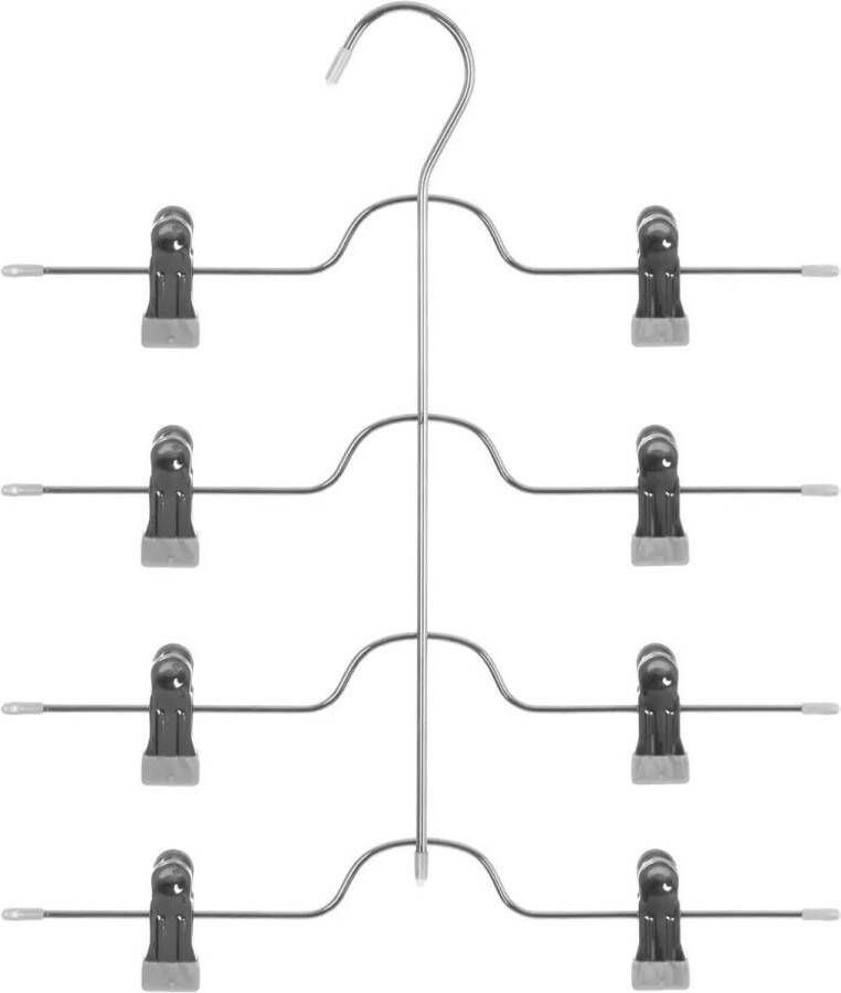 5five Metalen kledinghanger met clips voor 4 broeken 32 x 38 cm Kledingkast hangers kleerhangers broekhangers