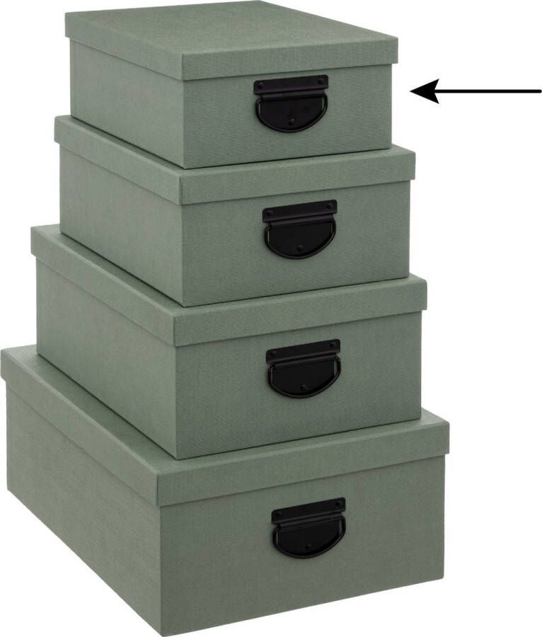 5Five Opbergdoos box 2x groen L28 x B22 x H11 cm Stevig karton Industrialbox Opbergbox