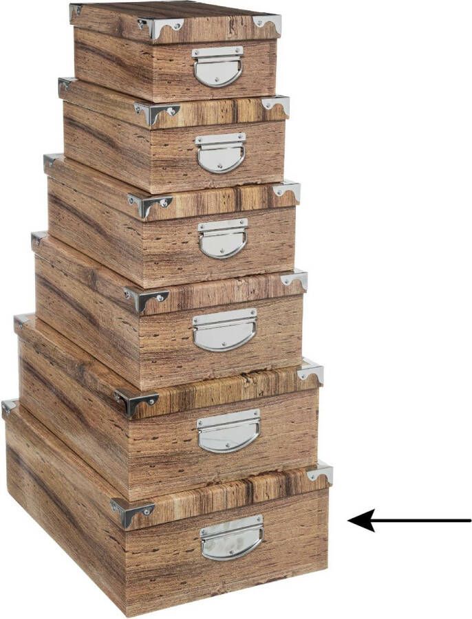 5Five Opbergdoos box 2x Houtprint donker L48 x B33.5 x H16 cm Stevig karton Treebox Opbergbox
