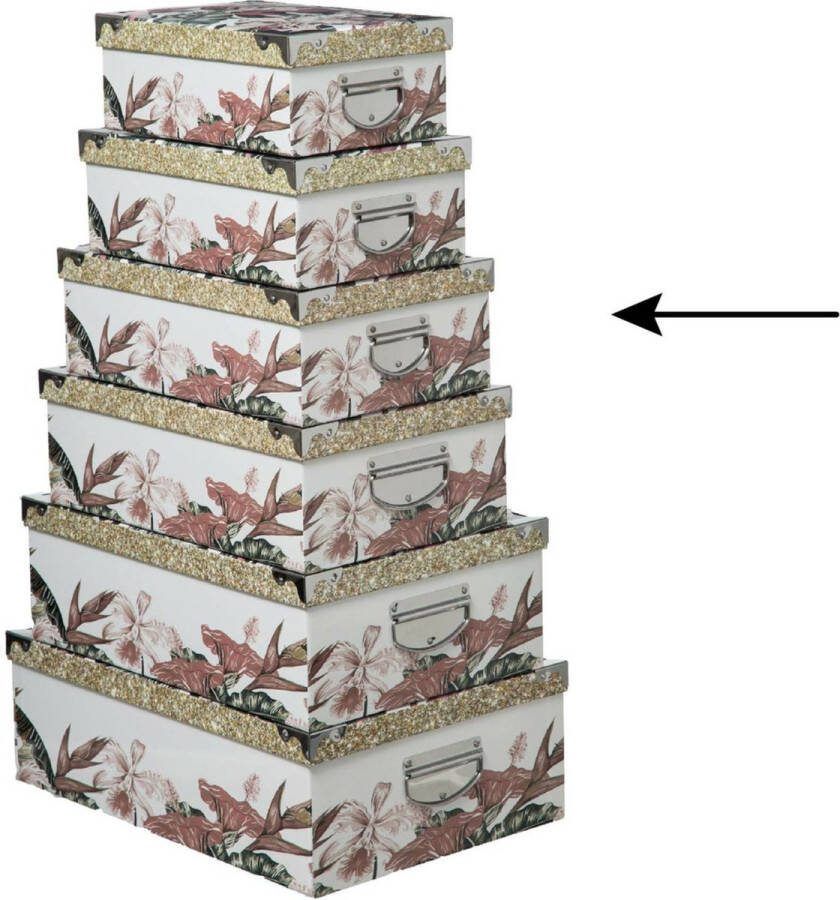 5Five Opbergdoos box 2x wit L36 x B24.5 x H12.5 cm Stevig karton Junglebox Opbergbox