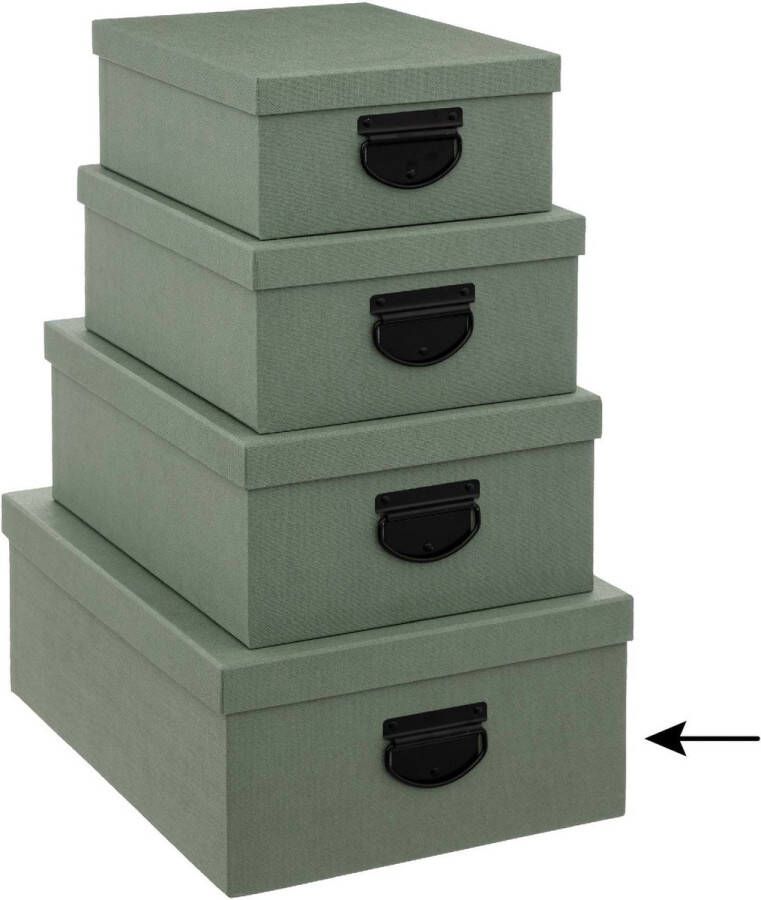 5Five Opbergdoos box 3x groen L39 x B30 x H16 cm Stevig karton Industrialbox Opbergbox