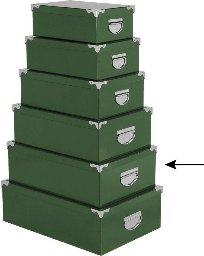 5five Opbergdoos box 3x groen L44 x B31 x H15 cm Stevig karton Greenbox