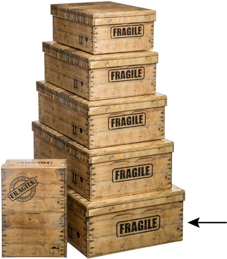 5five Opbergdoos box 3x houtkleur L48 x B33.5 x H16 cm Stevig karton Woodybox