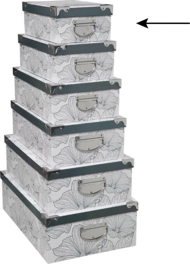 5five Opbergdoos box 4x Art-deco print wit L28 x B19.5 x H11 cm Stevig karton Artdecobox