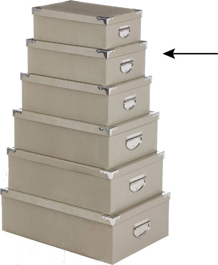 5five Opbergdoos box 4x beige L32 x B21 5 x H12 cm Stevig karton Crocobox