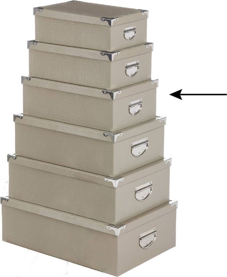 5five Opbergdoos box 4x beige L36 x B24.5 x H12.5 cm Stevig karton Crocobox