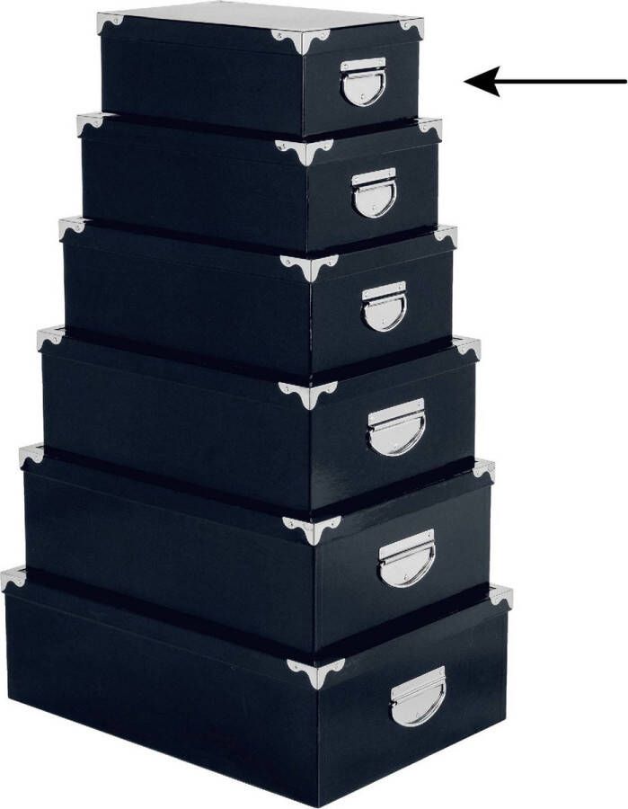 5five Opbergdoos box 4x donkerblauw L28 x B19.5 x H11 cm Stevig karton Bluebox