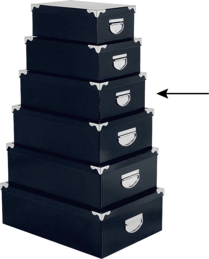 5five Opbergdoos box 4x donkerblauw L36 x B24.5 x H12.5 cm Stevig karton Bluebox