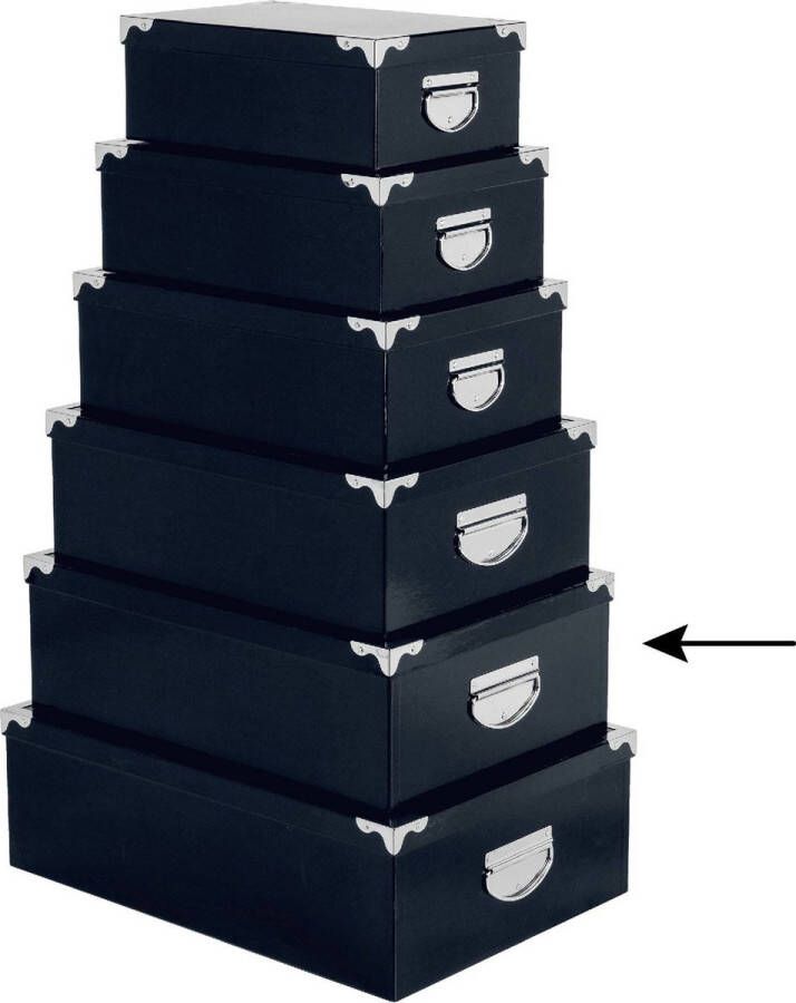 5five Opbergdoos box 4x donkerblauw L44 x B31 x H15 cm Stevig karton Bluebox