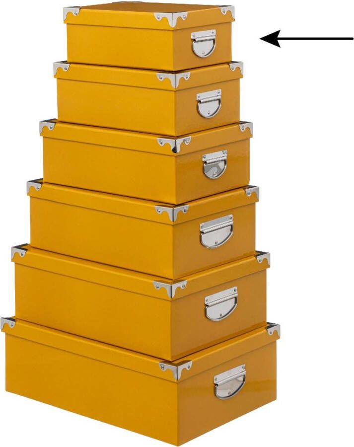 5five Opbergdoos box 4x geel L28 x B19.5 x H11 cm Stevig karton Yellowbox