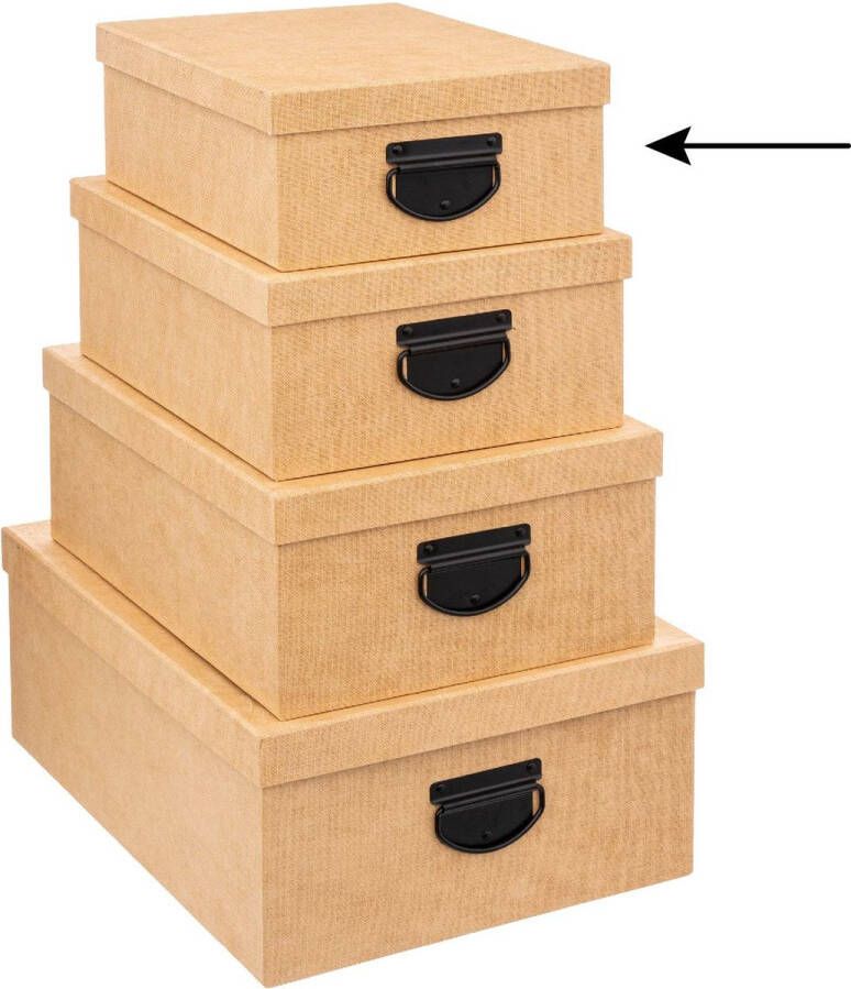 5five Opbergdoos box 4x goudgeel L28 x B22 x H11 cm Stevig karton Industrialbox