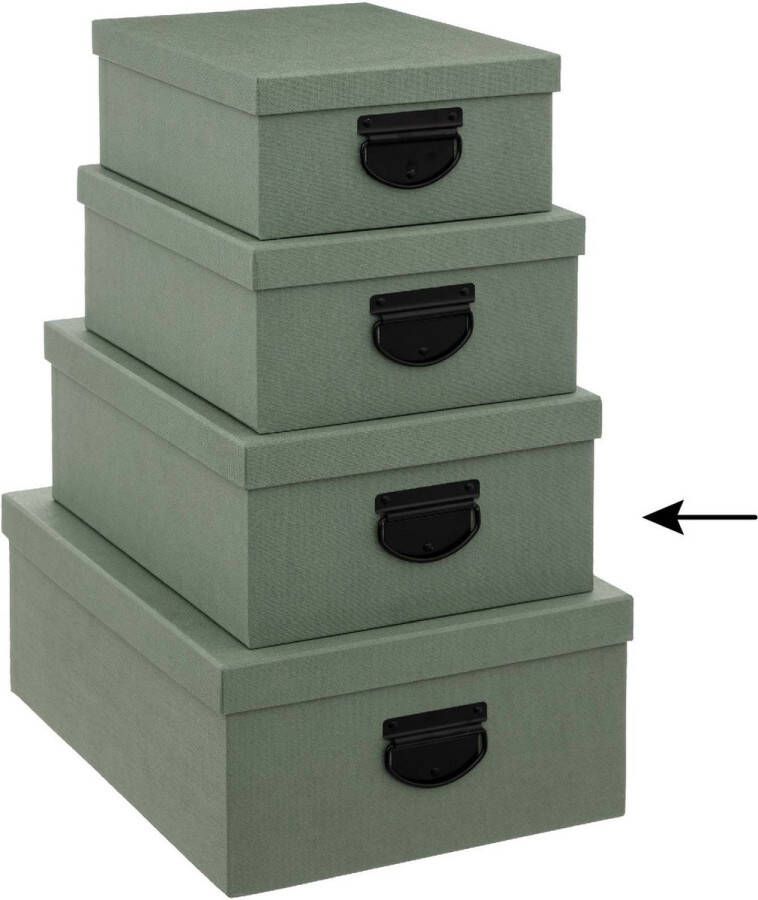 5Five Opbergdoos box 4x groen L35 x B26 x H14 cm Stevig karton Industrialbox Opbergbox