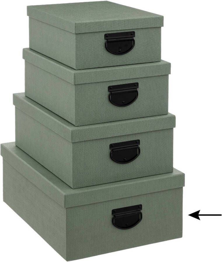 5five Opbergdoos box 4x groen L39 x B30 x H16 cm Stevig karton Industrialbox