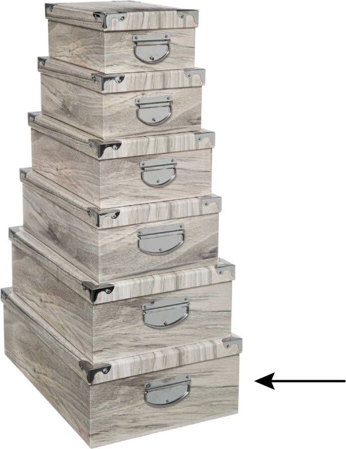 5five Opbergdoos box 4x Houtprint licht L48 x B33.5 x H16 cm Stevig karton Treebox