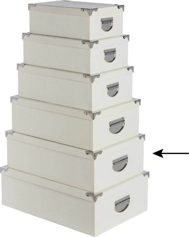 5five Opbergdoos box 4x ivoor wit L44 x B31 x H15 cm Stevig karton Crocobox