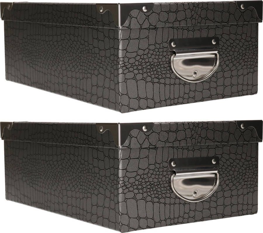 5five opbergdoos box 4x zilver L28 x B19.5 x H11 cm stevig karton Crocobox