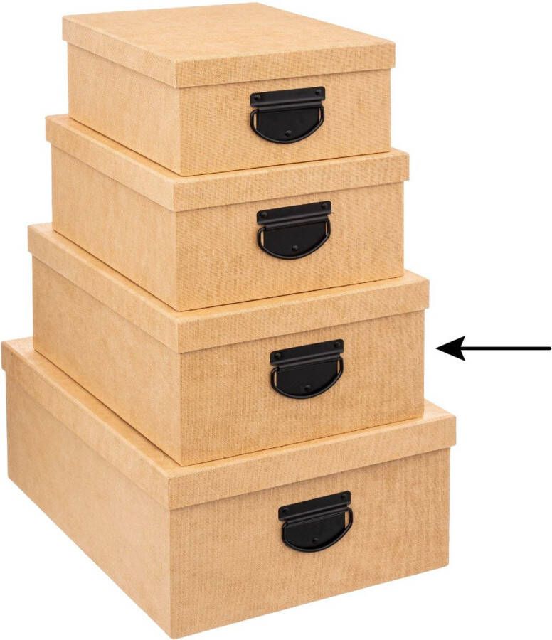 5five Opbergdoos box 5x goudgeel L35 x B26 x H14 cm Stevig karton Industrialbox
