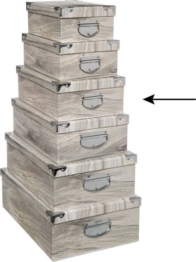 5five Opbergdoos box 5x Houtprint licht L36 x B24.5 x H12.5 cm Stevig karton Treebox