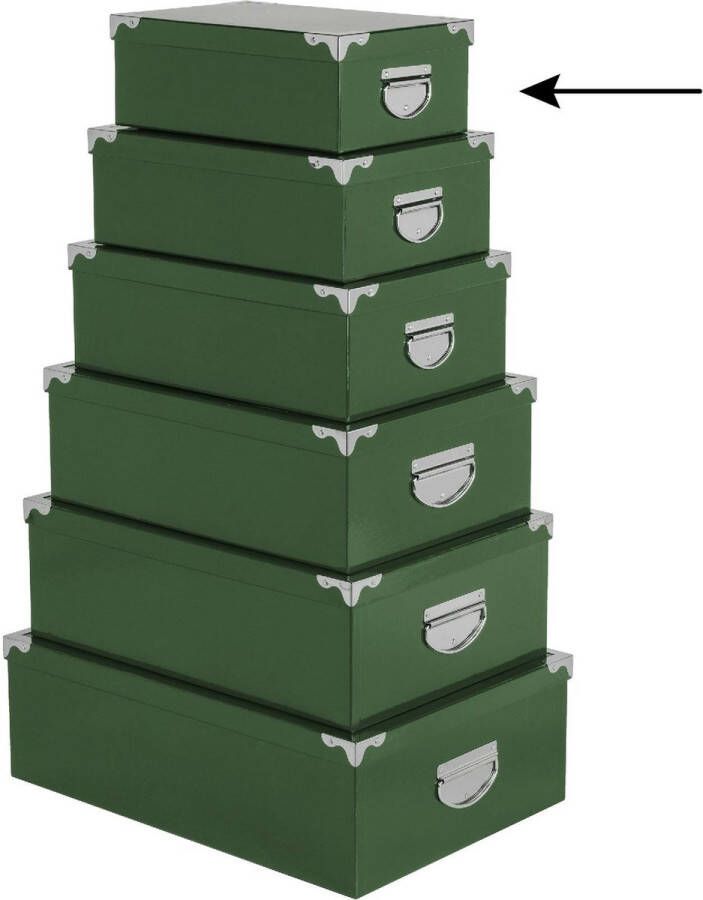 5five Opbergdoos box 6x groen L28 x B19.5 x H11 cm Stevig karton Greenbox