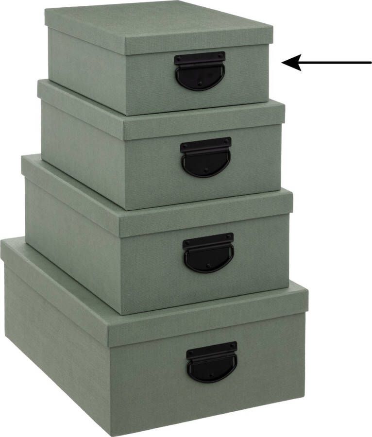 5five Opbergdoos box 6x groen L28 x B22 x H11 cm Stevig karton Industrialbox